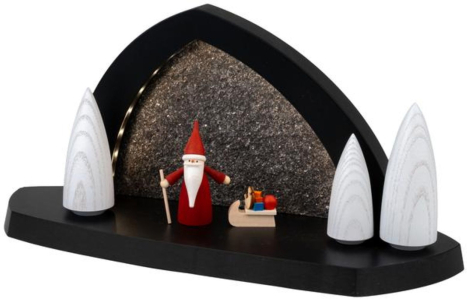 LED Gesteinsbogen anthrazit mit Weihnachtswichtel